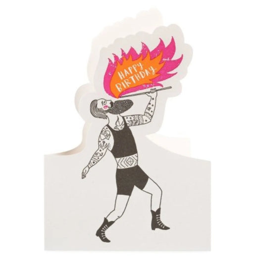 Archivist Greetings Card - Happy Birthday Fire Eater