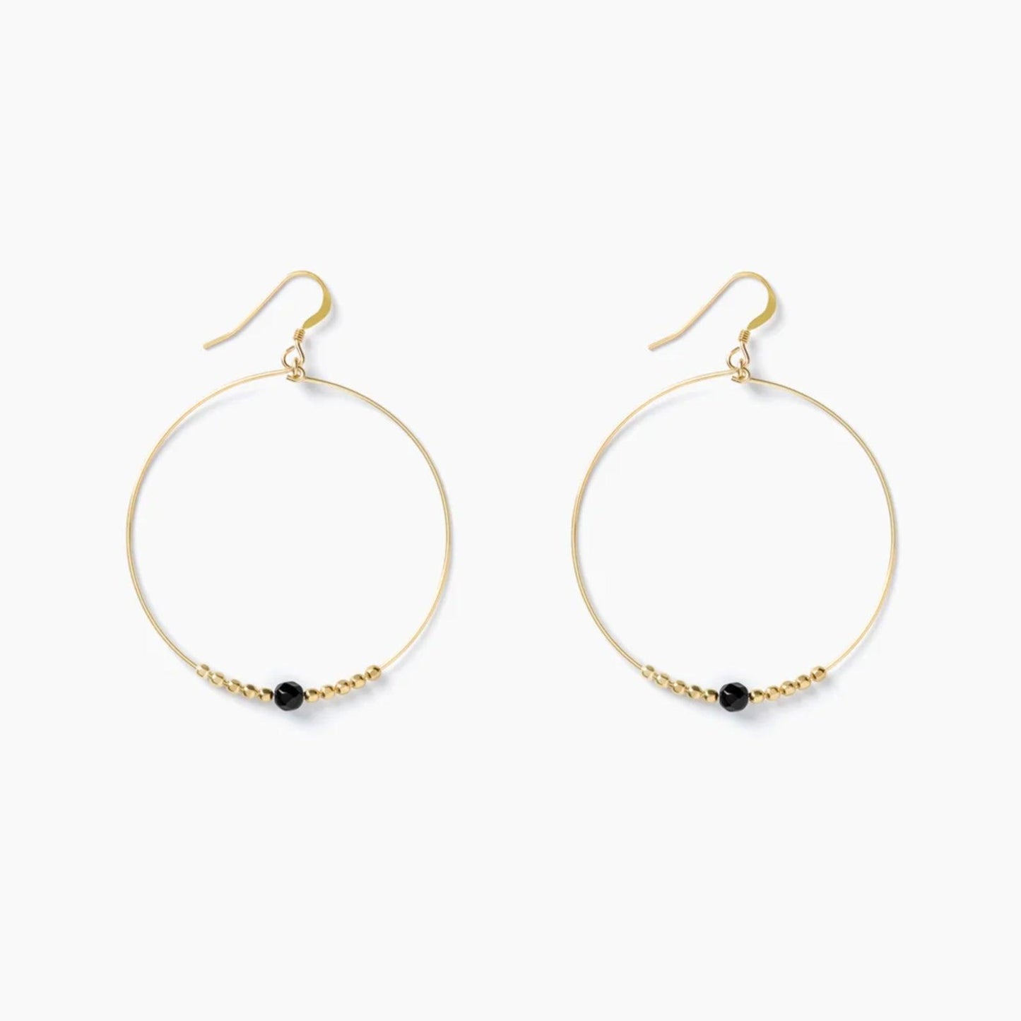 Wanderlust Life Large Hoop Beaded Earrings -  Black Onyx