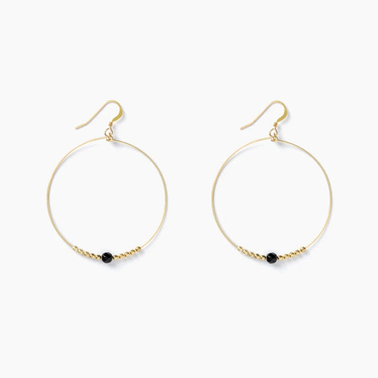 Wanderlust Life Large Hoop Beaded Earrings -  Black Onyx