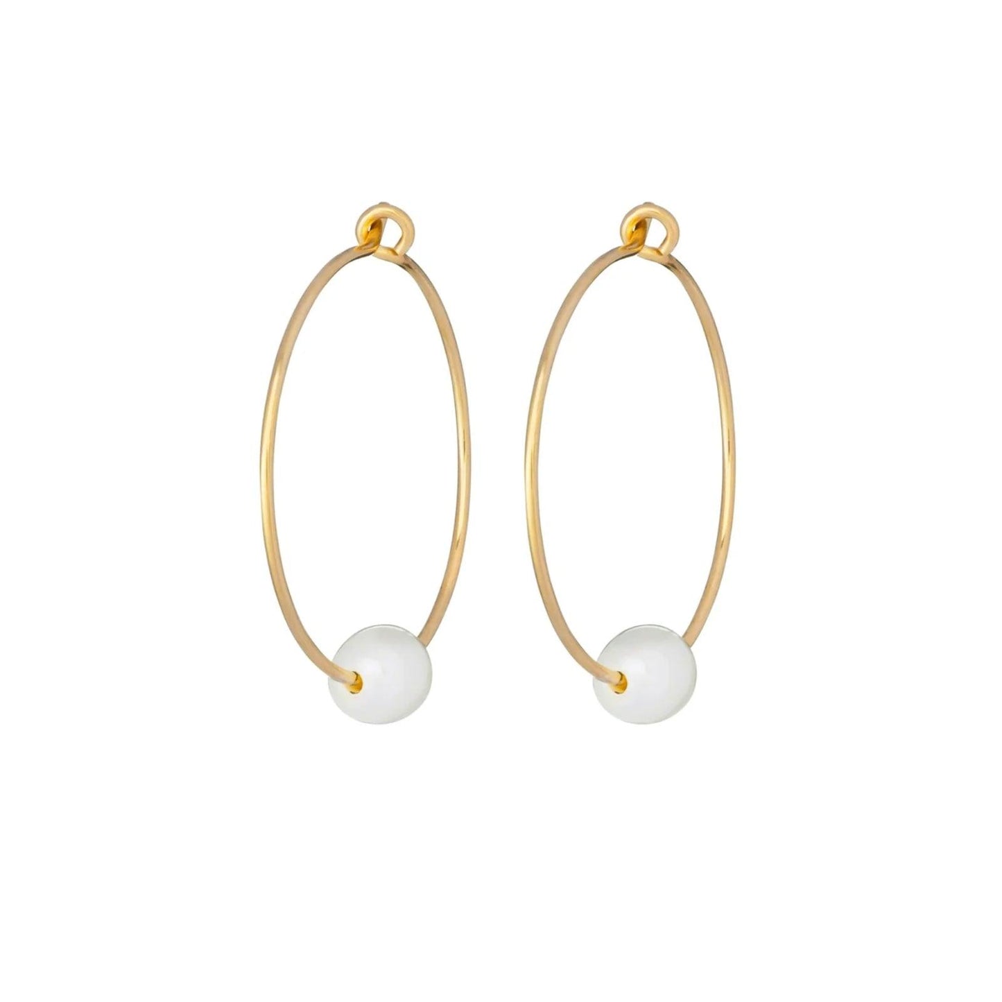 One & Eight Gold Hoop Earrings - Pearl