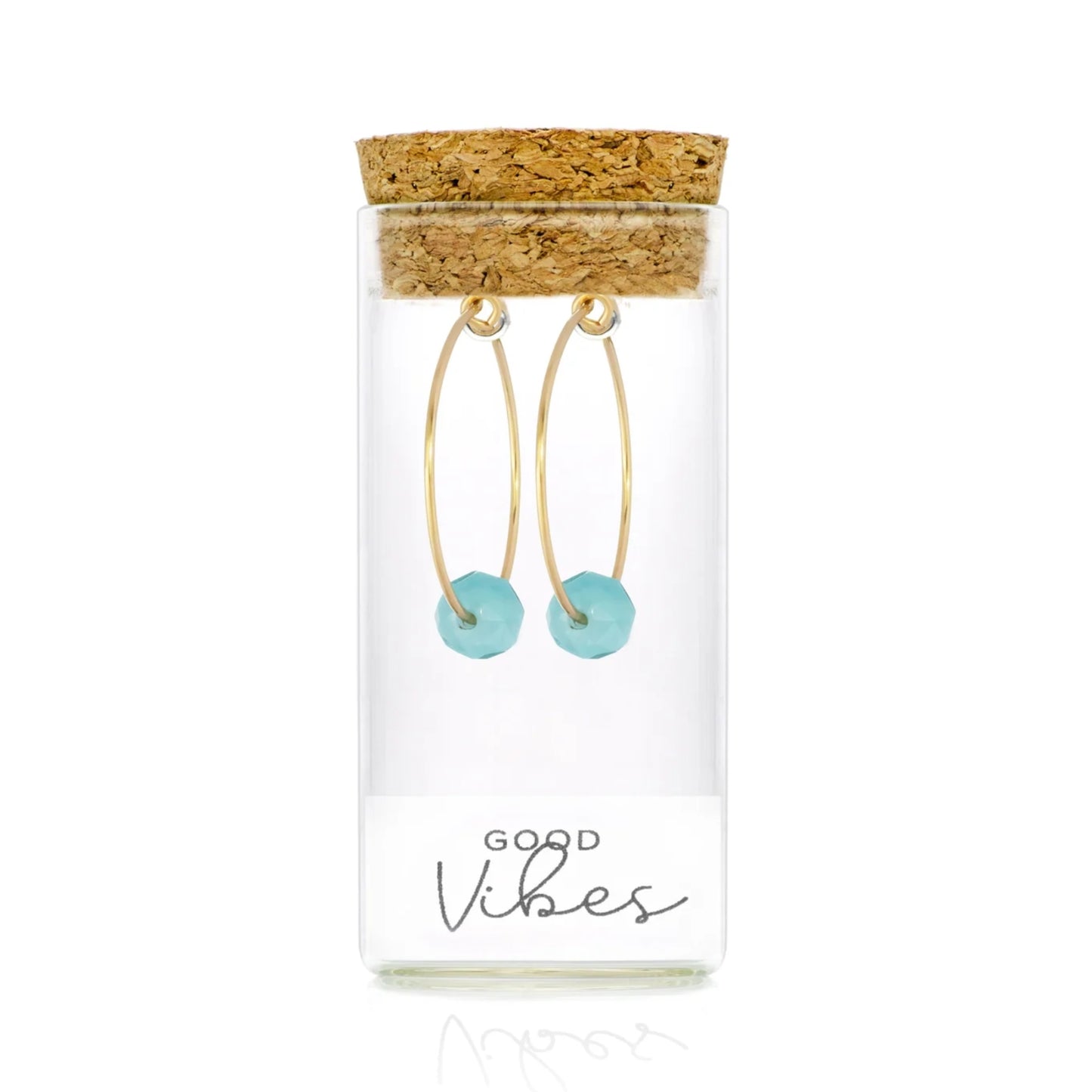 One & Eight Gold Hoop Earrings - Amazonite