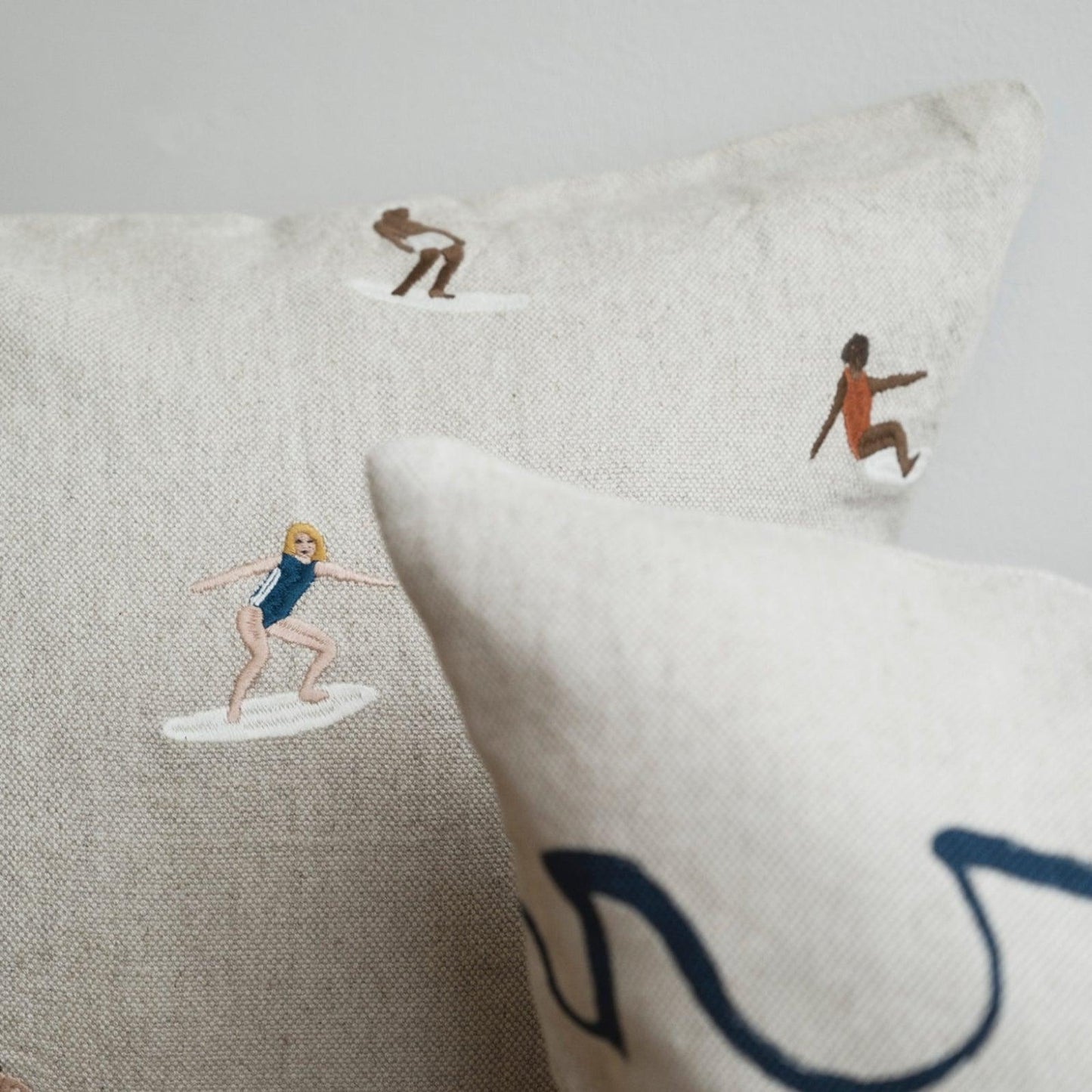 Fine Little Day Embroidered Cushion Cover - Surfers