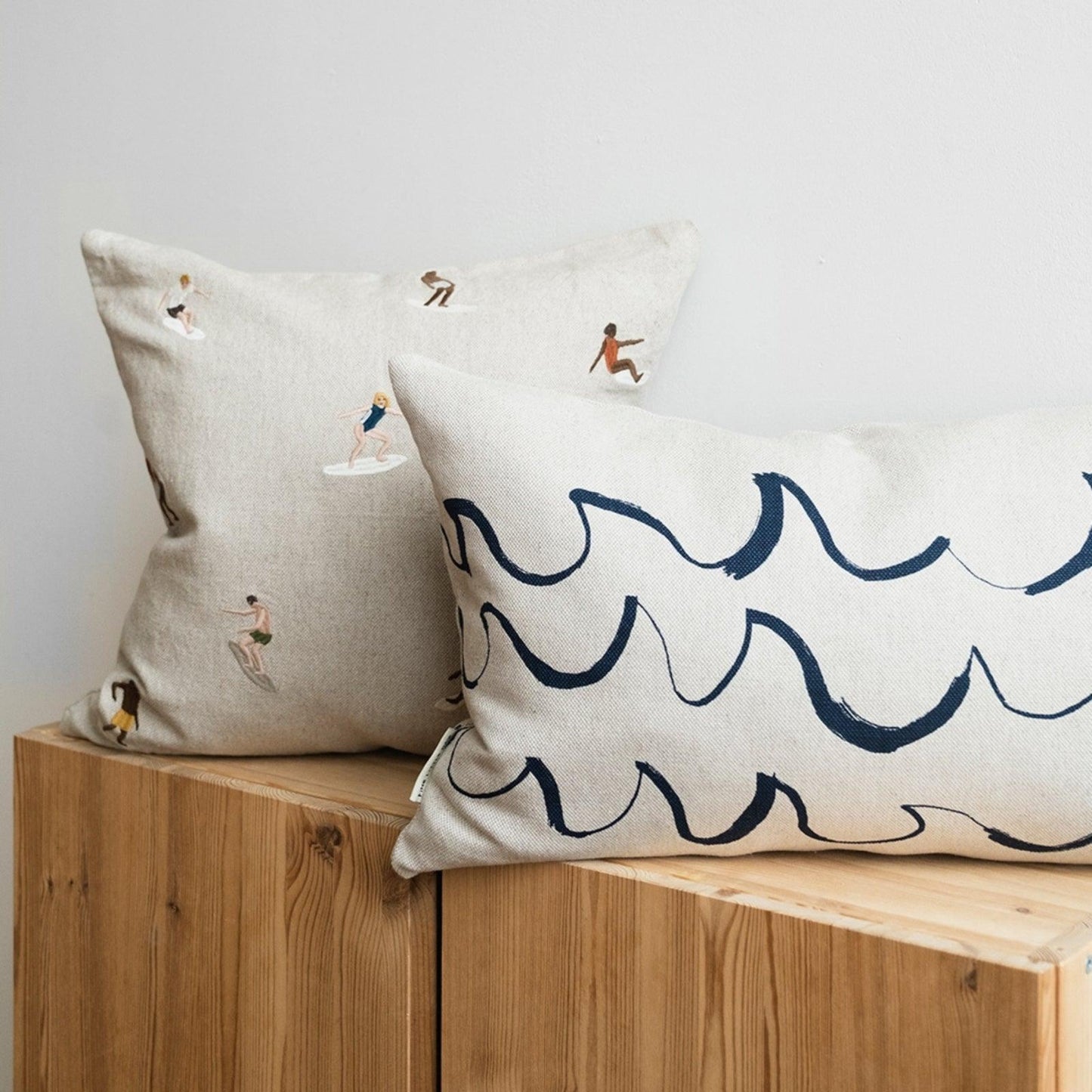 Fine Little Day Embroidered Cushion Cover - Surfers