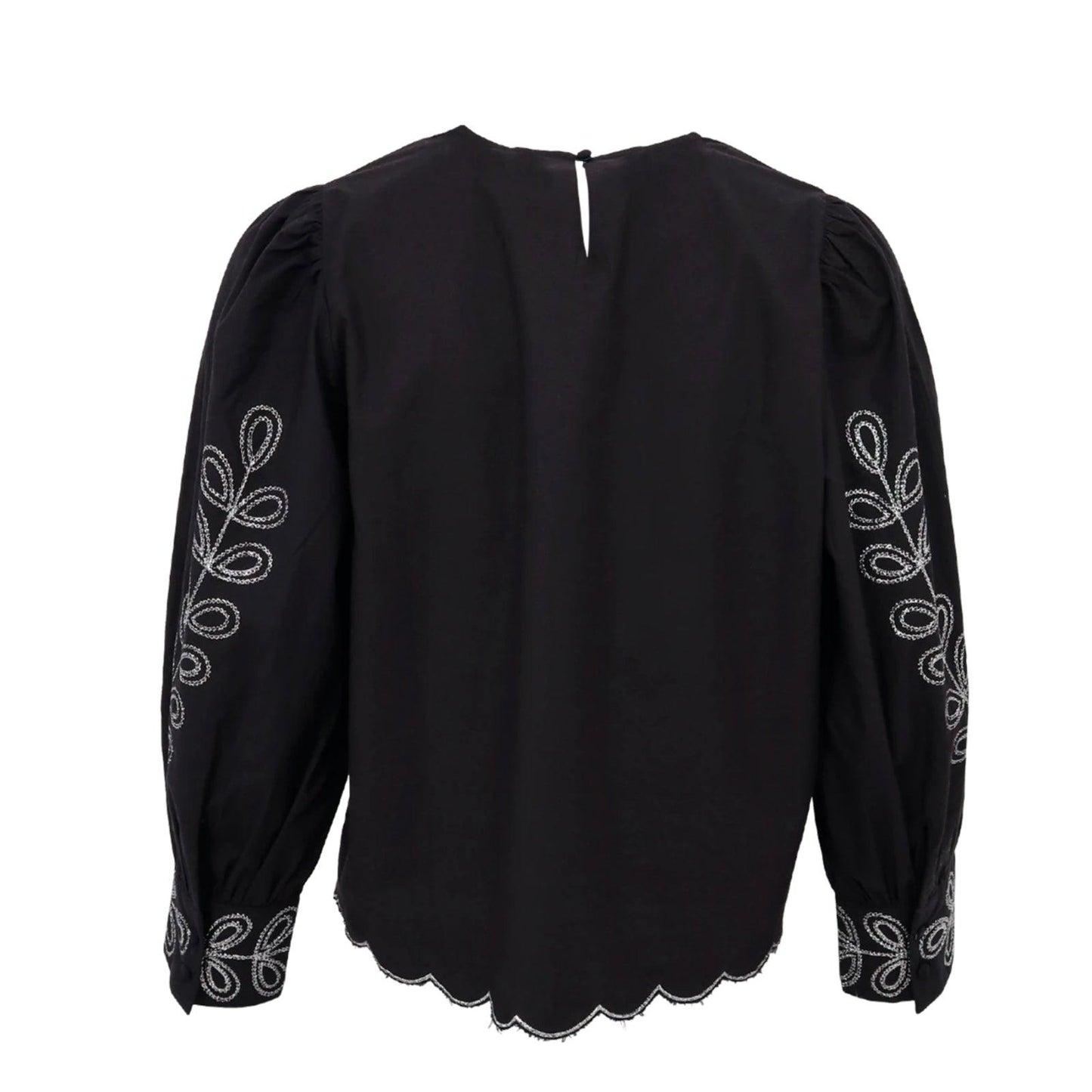 Black Colour DK Daisy Embroidered Blouse - Black and Silver