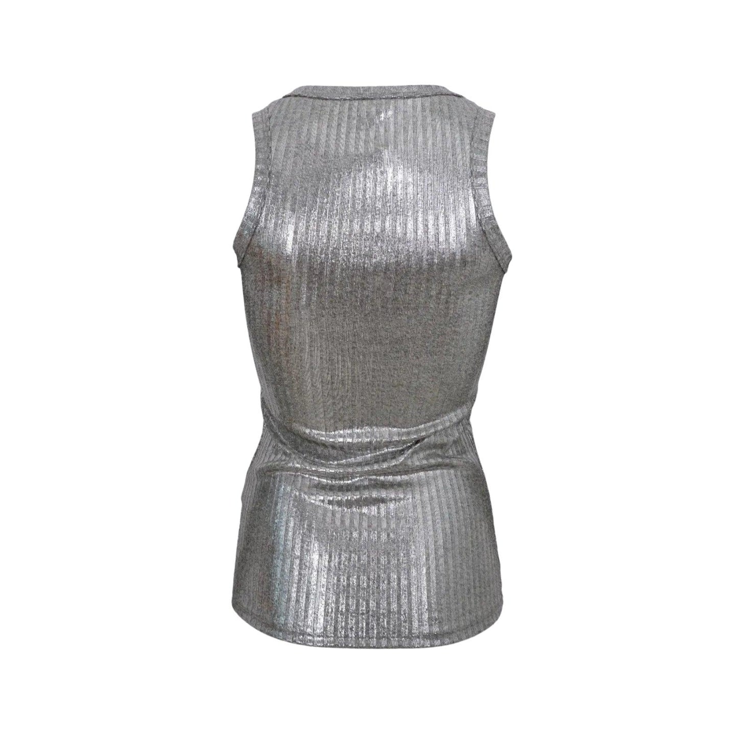 Black Colour DK Glitter Vest Top - Silver