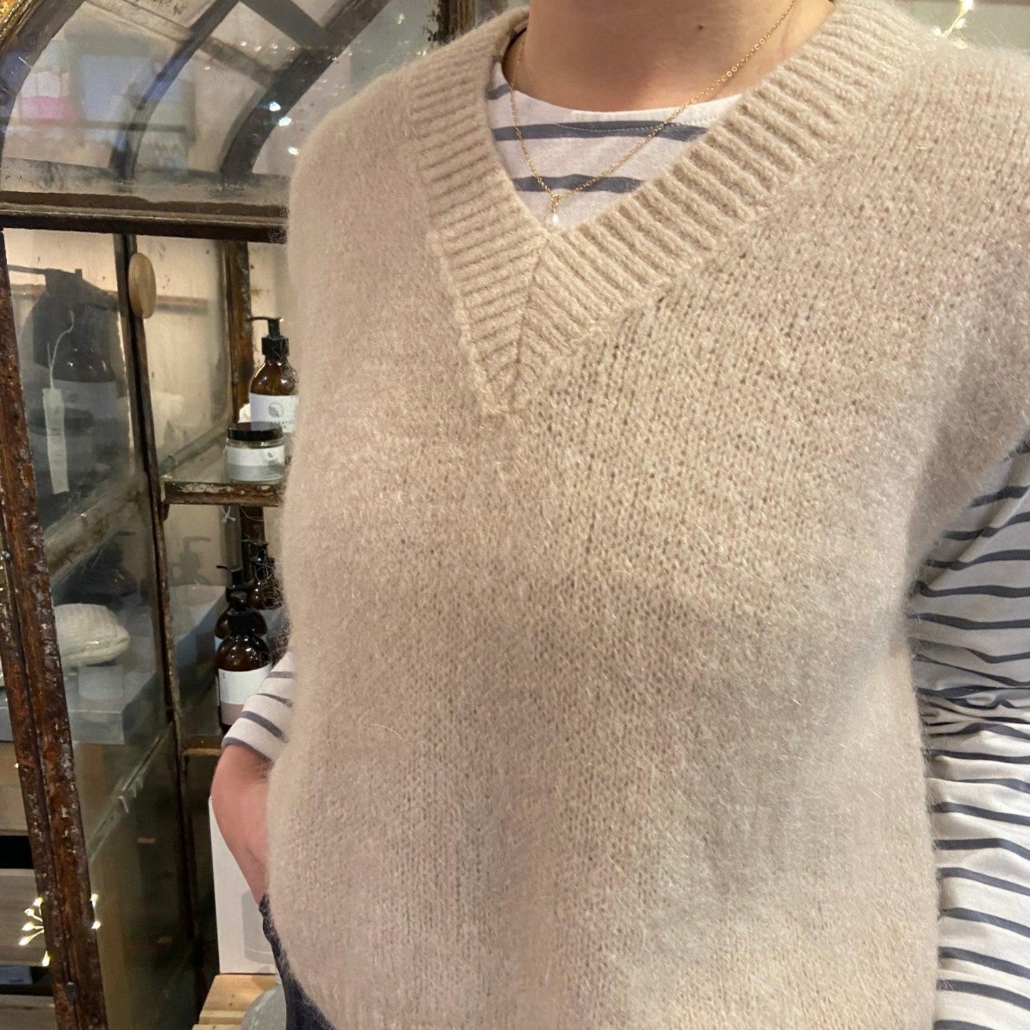 Tessa Knitted Mohair Vest - Sand