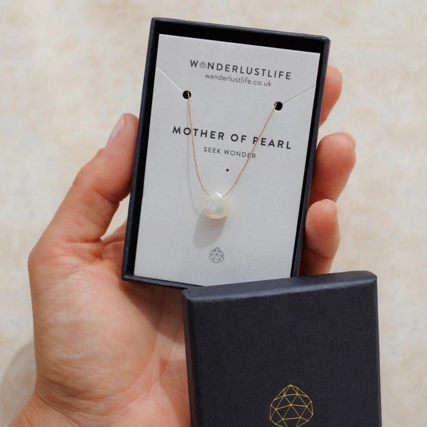 Wanderlust Life Fine Cord Gemstone Necklace - Mother of Pearl