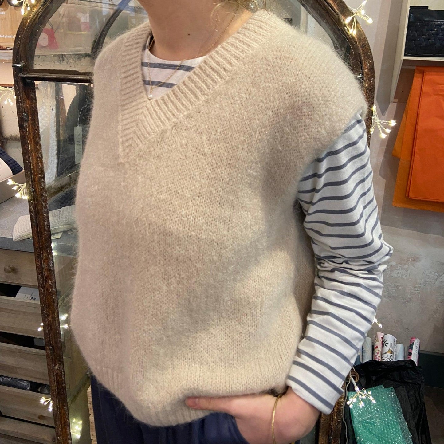 Tessa Knitted Mohair Vest - Sand