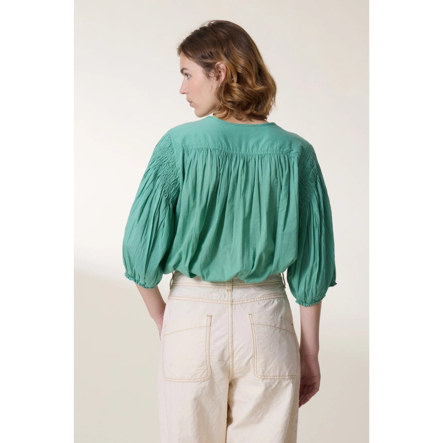 Leon and Harper Corso Plain Blouse - Celadon Green