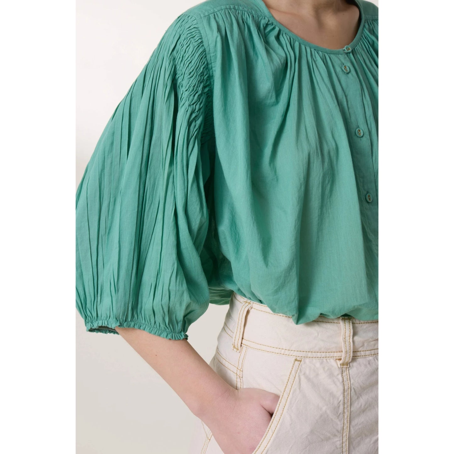 Leon and Harper Corso Plain Blouse - Celadon Green