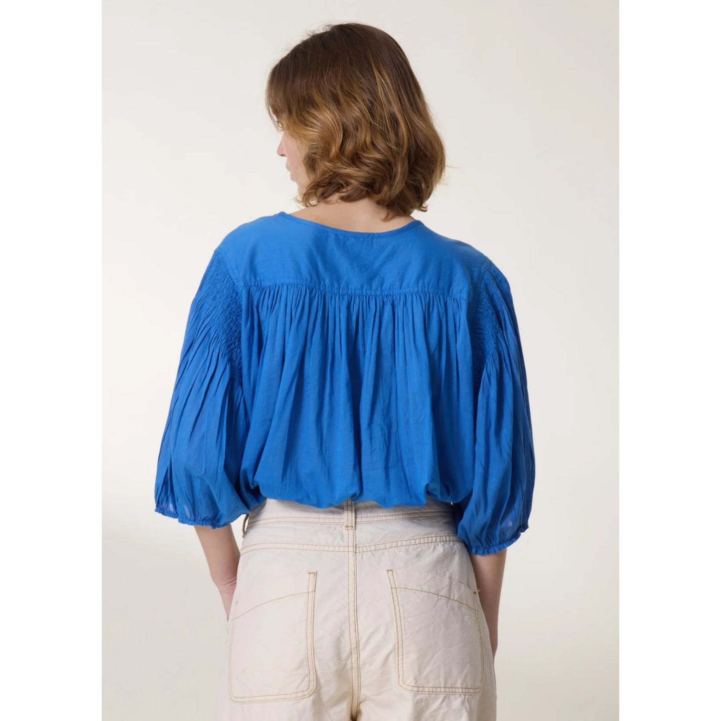 Leon and Harper Corso Plain Blouse - Ocean Blue