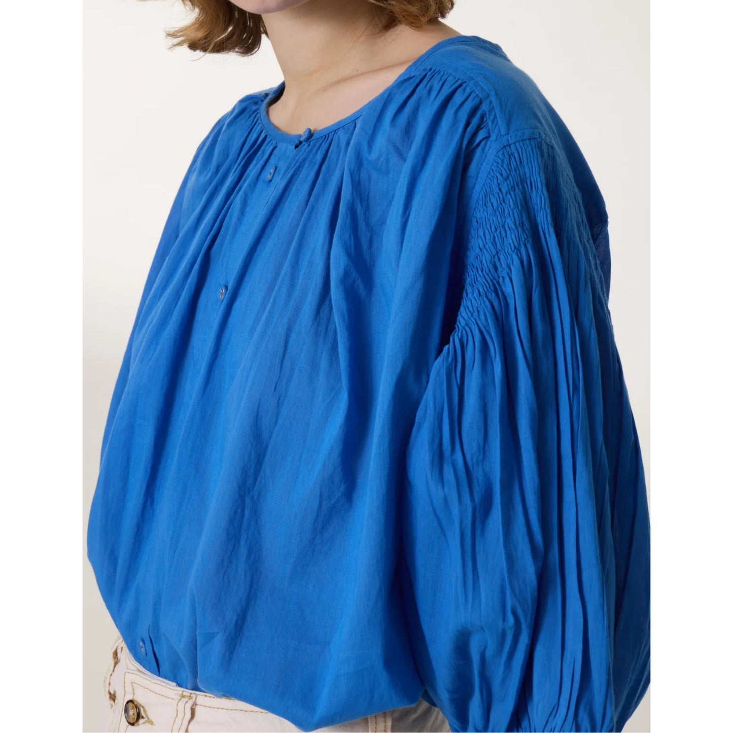 Leon and Harper Corso Plain Blouse - Ocean Blue