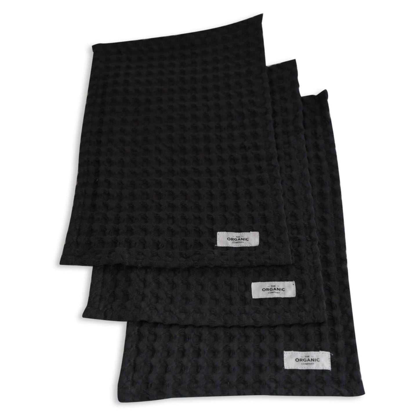 The Organic Company Pack of 3 Big Waffle Wash Cloths - Dark Grey