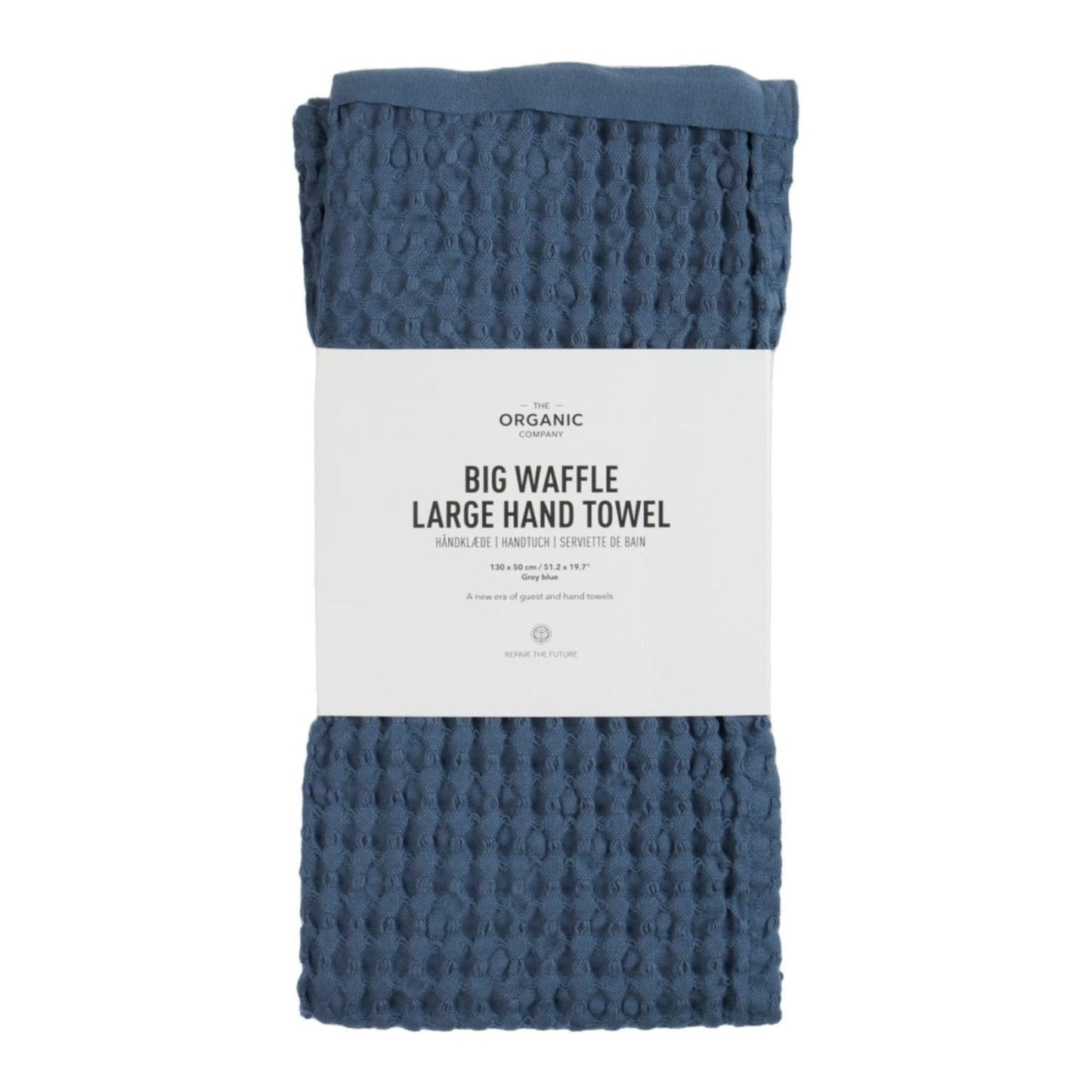 The Organic Company Big Waffle Large Hand Towel - Grey Blue