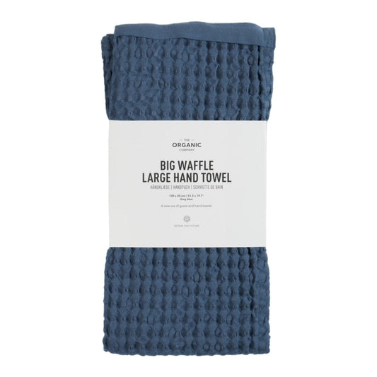 The Organic Company Big Waffle Large Hand Towel - Grey Blue