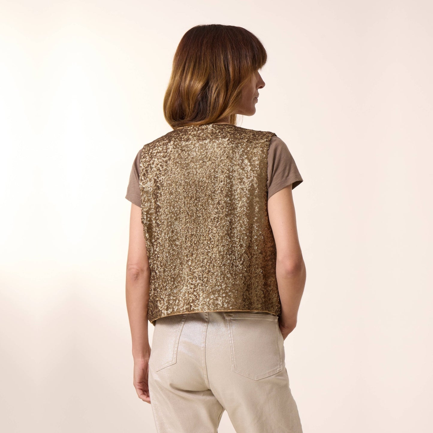 Leon and Harper Vim Waistcoat - Gold Sequins