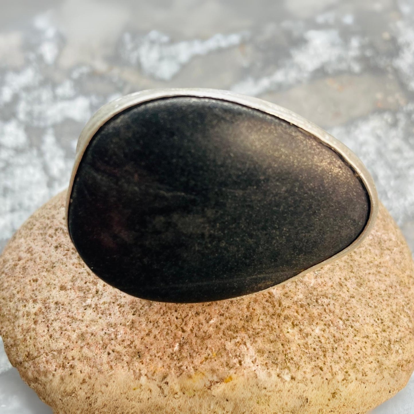 Sarah Drew Extra Large Eco Silver Ring - Cornish Slate