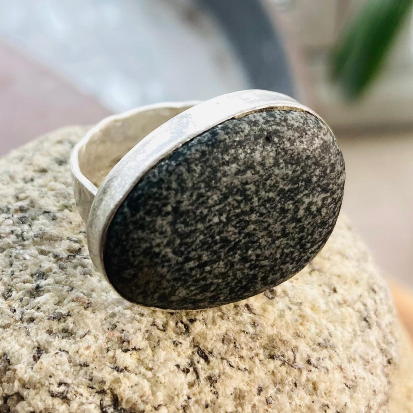 Sarah Drew Medium Eco Silver Ring - Speckled Pebble