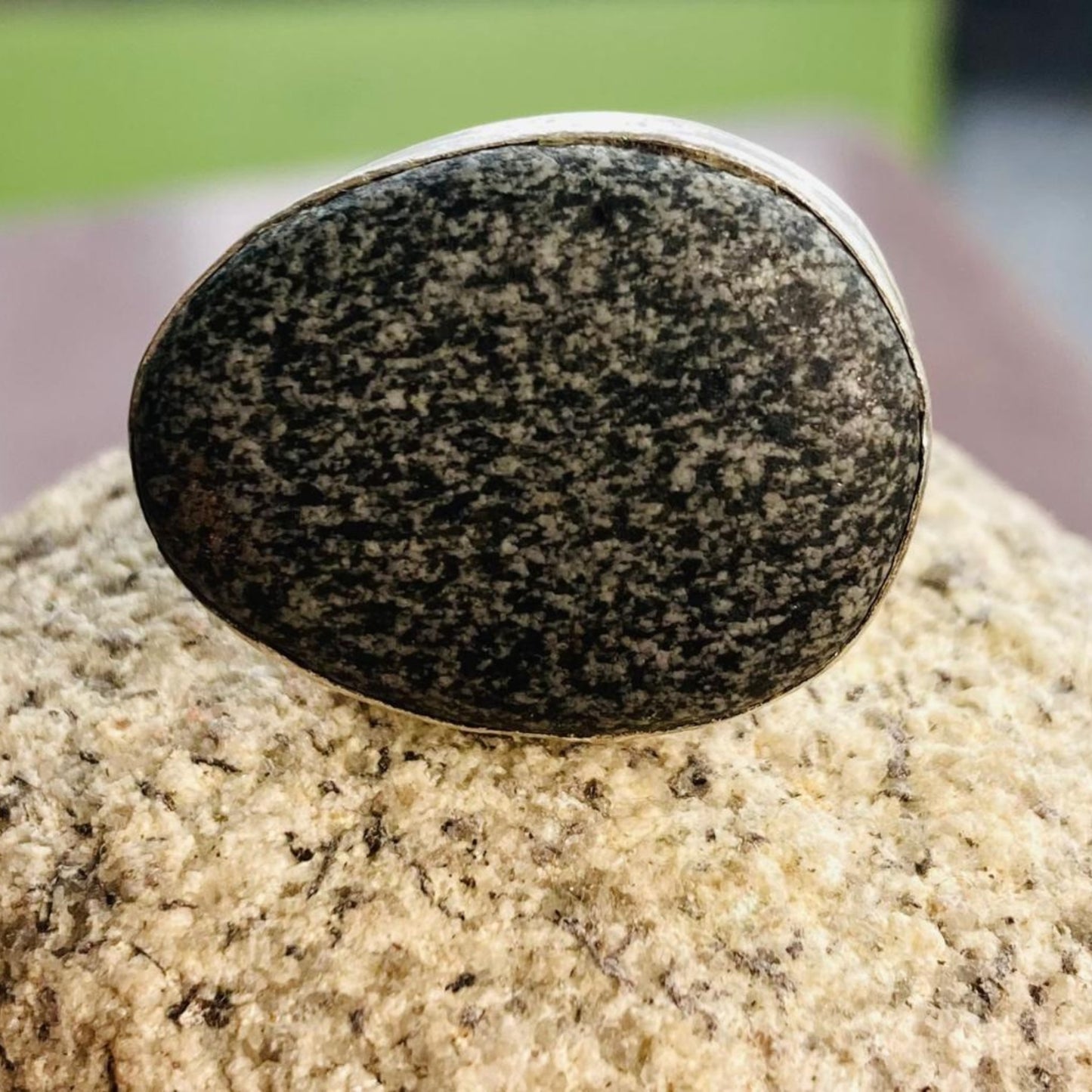 Sarah Drew Medium Eco Silver Ring - Speckled Pebble