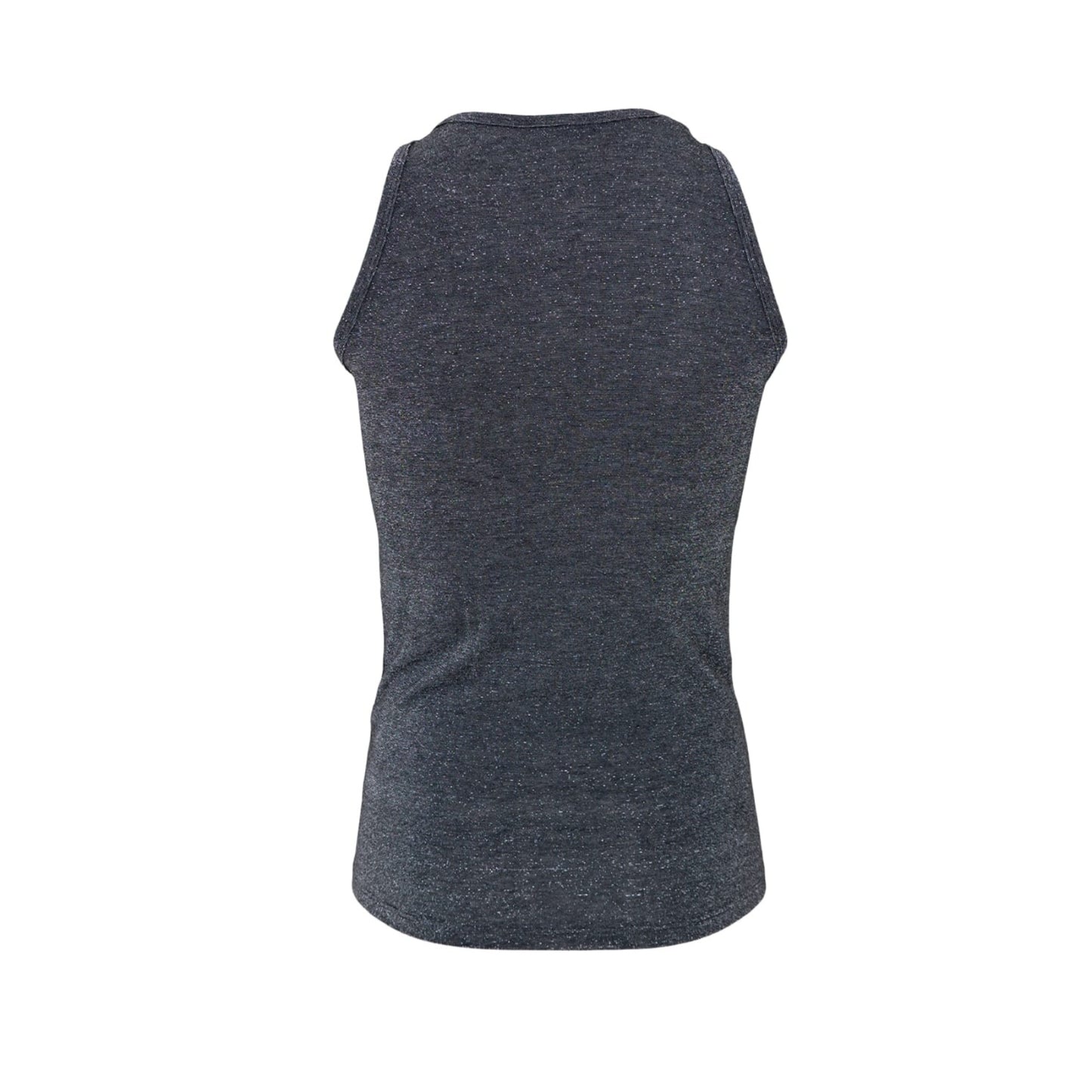 Black Colour DK Faye Lurex Vest Top - Steel Grey