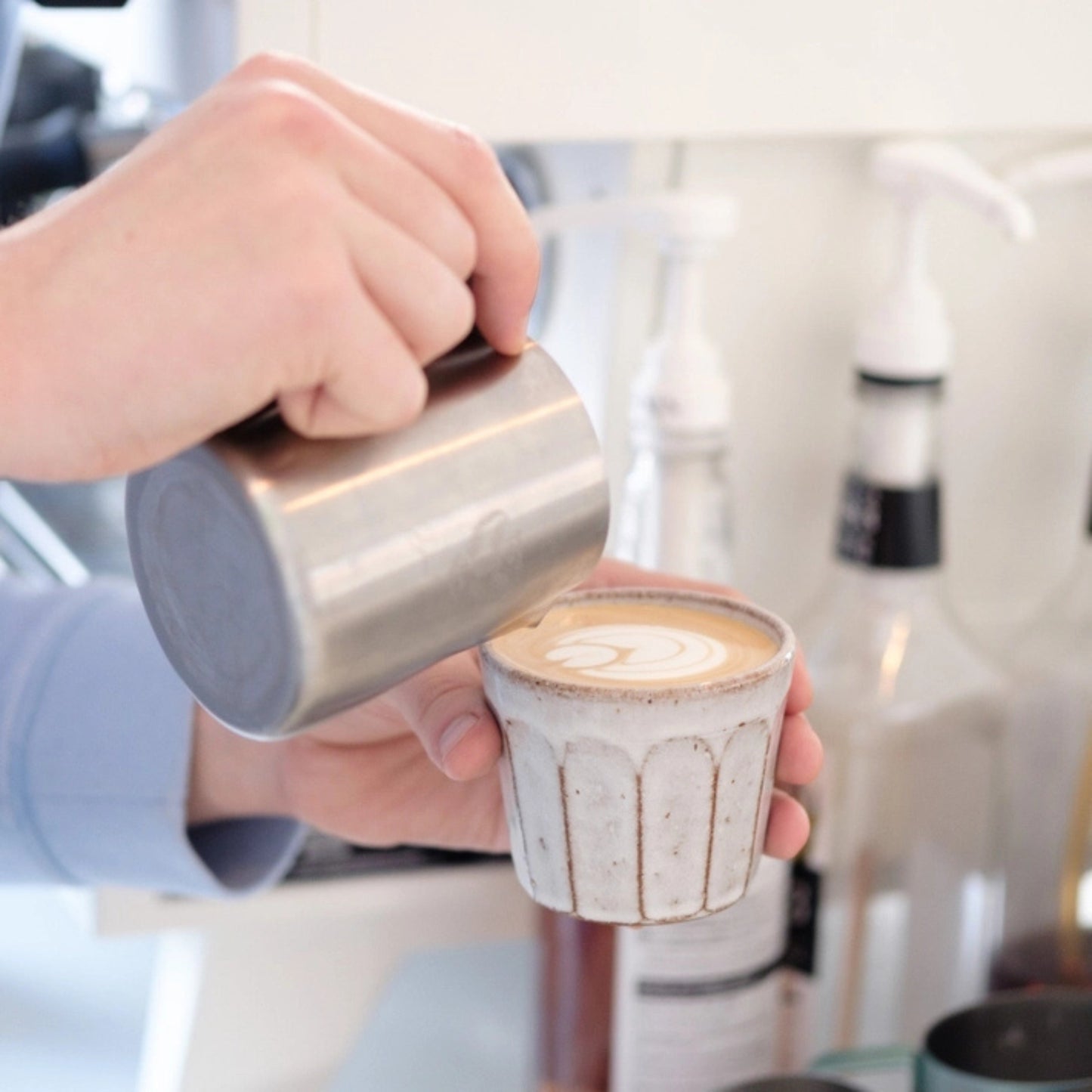 Dor & Tan Faceted Flat White Cup - Charcoal