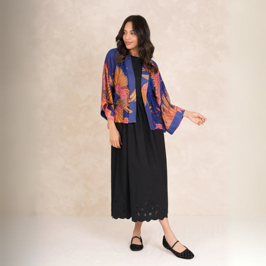 One Hundred Stars Kimono - Crane Cobalt Blue