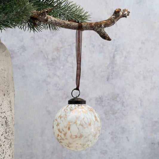 Glass Bauble - White Mosaic