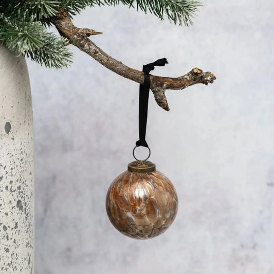 Glass Bauble - Bronze Mosaic