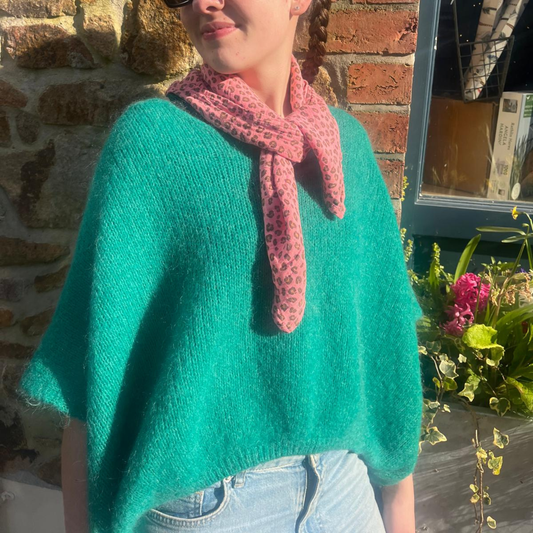 Drop Shoulder Mohair Blend Tank Top - Jade Green