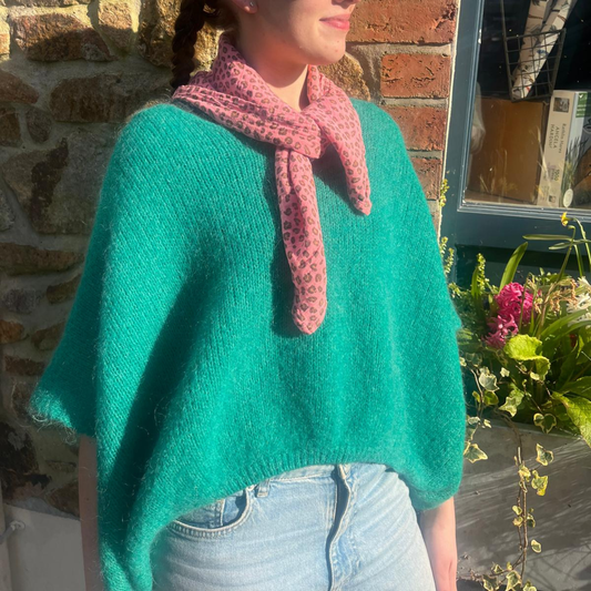 Drop Shoulder Mohair Blend Tank Top - Jade Green