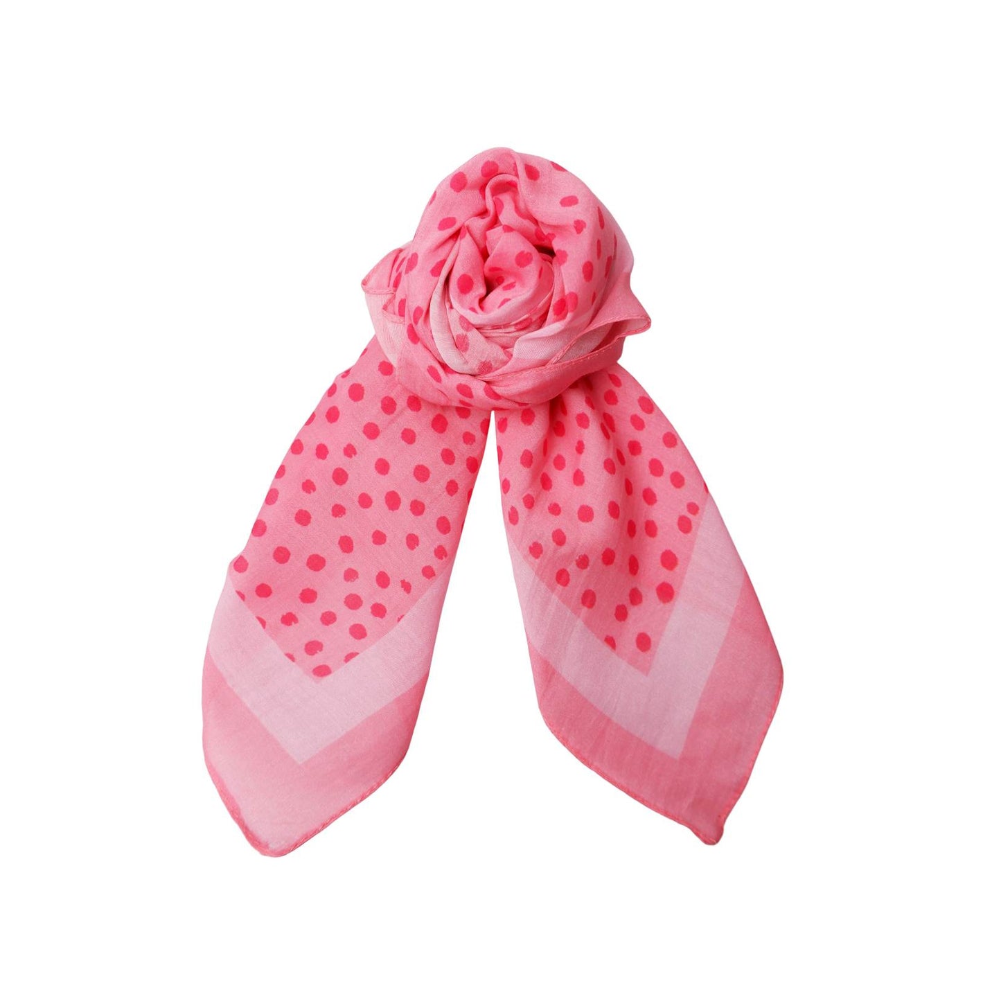 Silk and Cotton Scarf - Pink Polka Dots