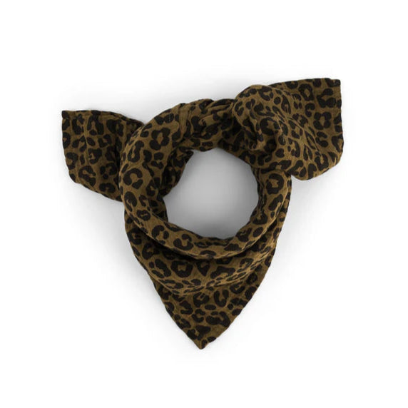 Square Scarf - Olive Green Leopard