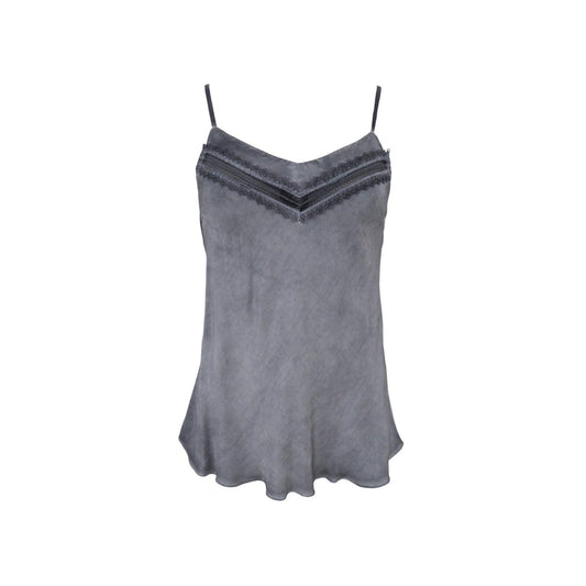 Black Colour DK Lou Satin Strap Top - Grey