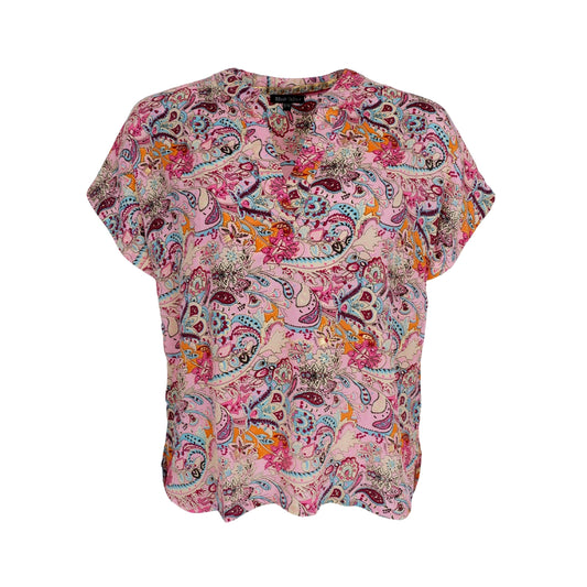 Black Colour DK Luna Short Sleeve Top - Botanical Rose