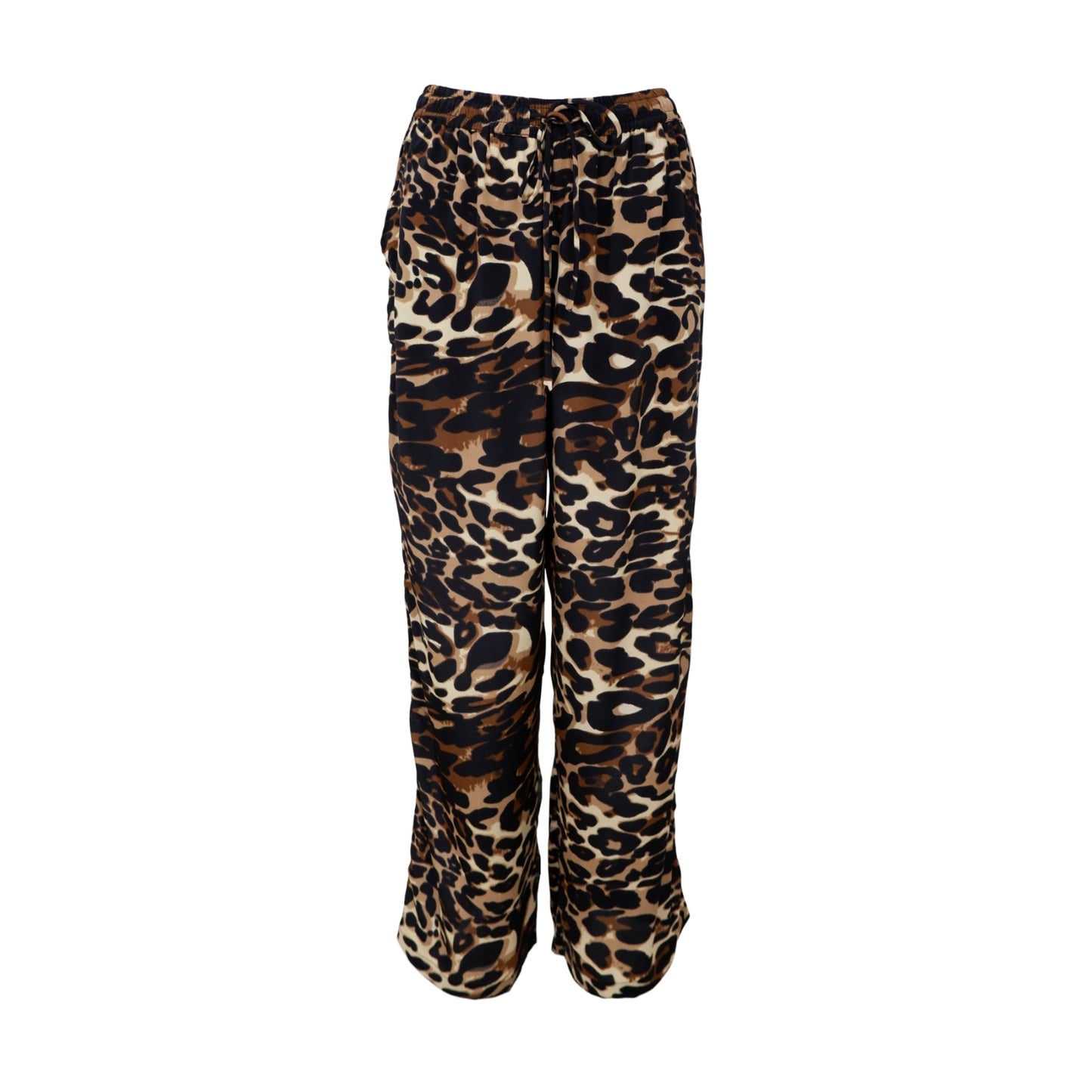 Black Colour DK Luna Straight Trousers - Leopard