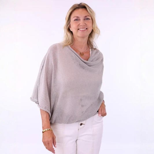 Sparkle Poncho Throwover - Mocha