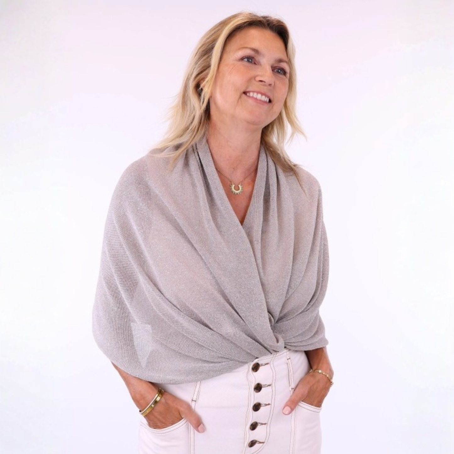 Sparkle Poncho Throwover - Mocha