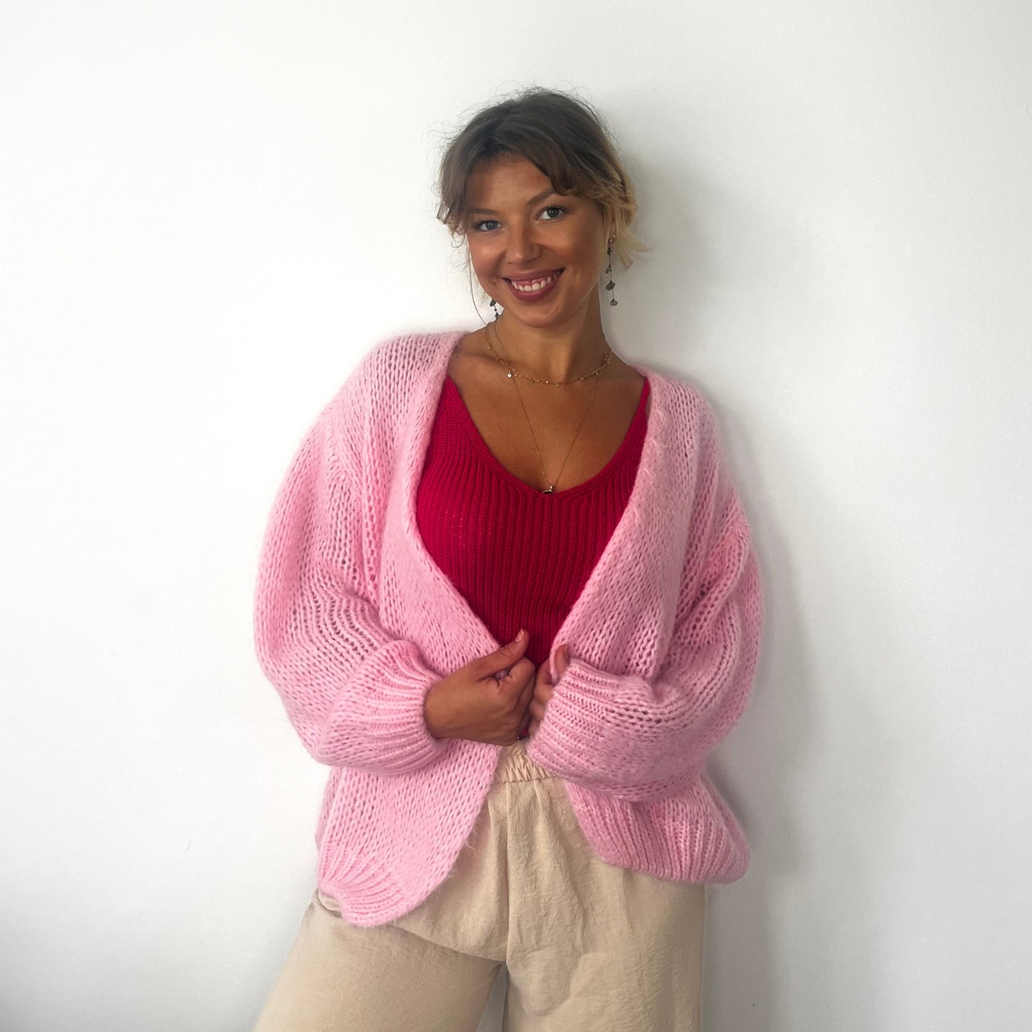 OST London Smila Mohair Cardigan - Candy Pink