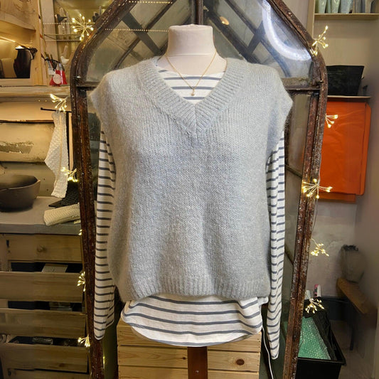 OST London Tessa Knitted Mohair Vest - Grey