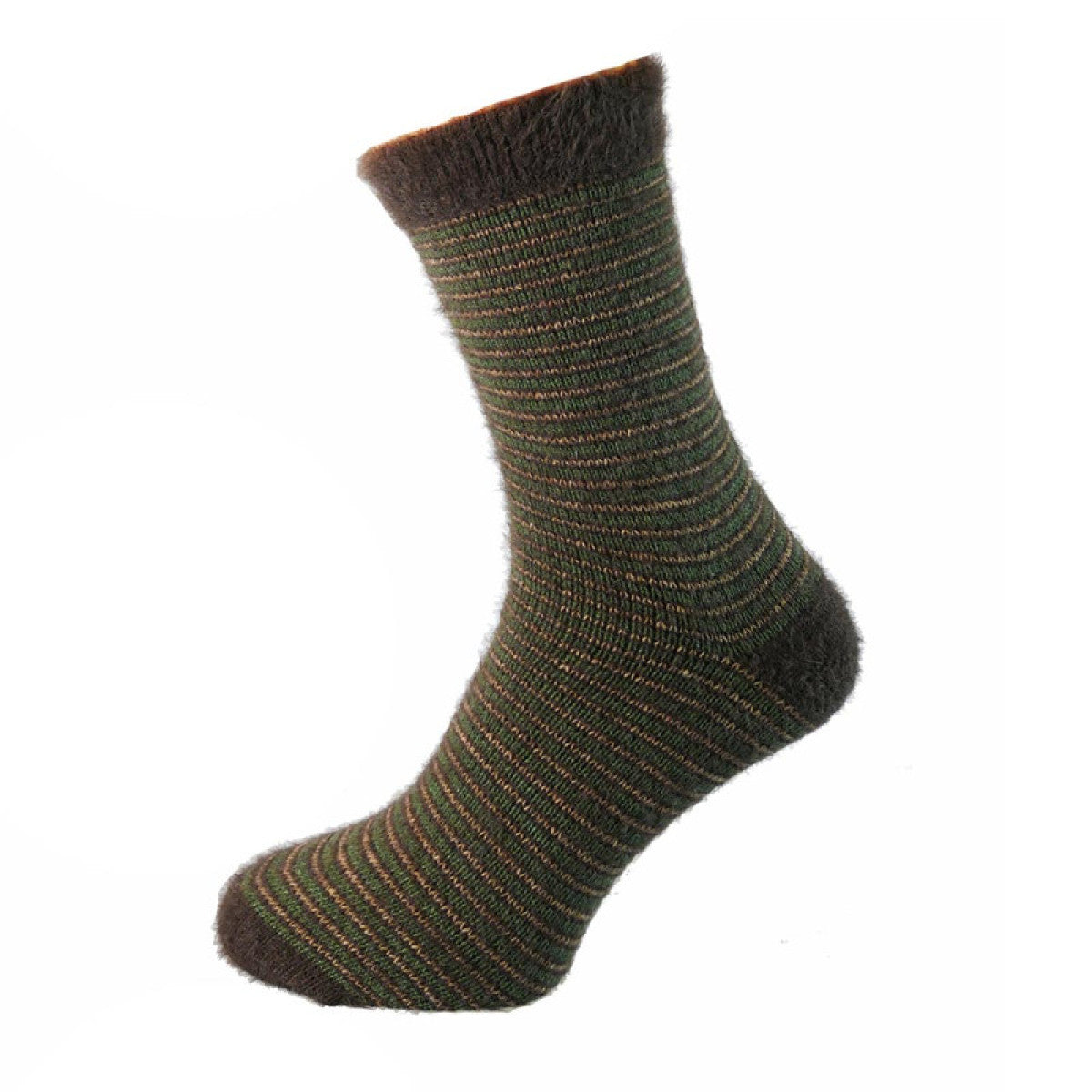 Joya Wool Blend Socks - Green and Brown Stripe