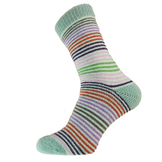 Wool Blend Socks - Green Stripes