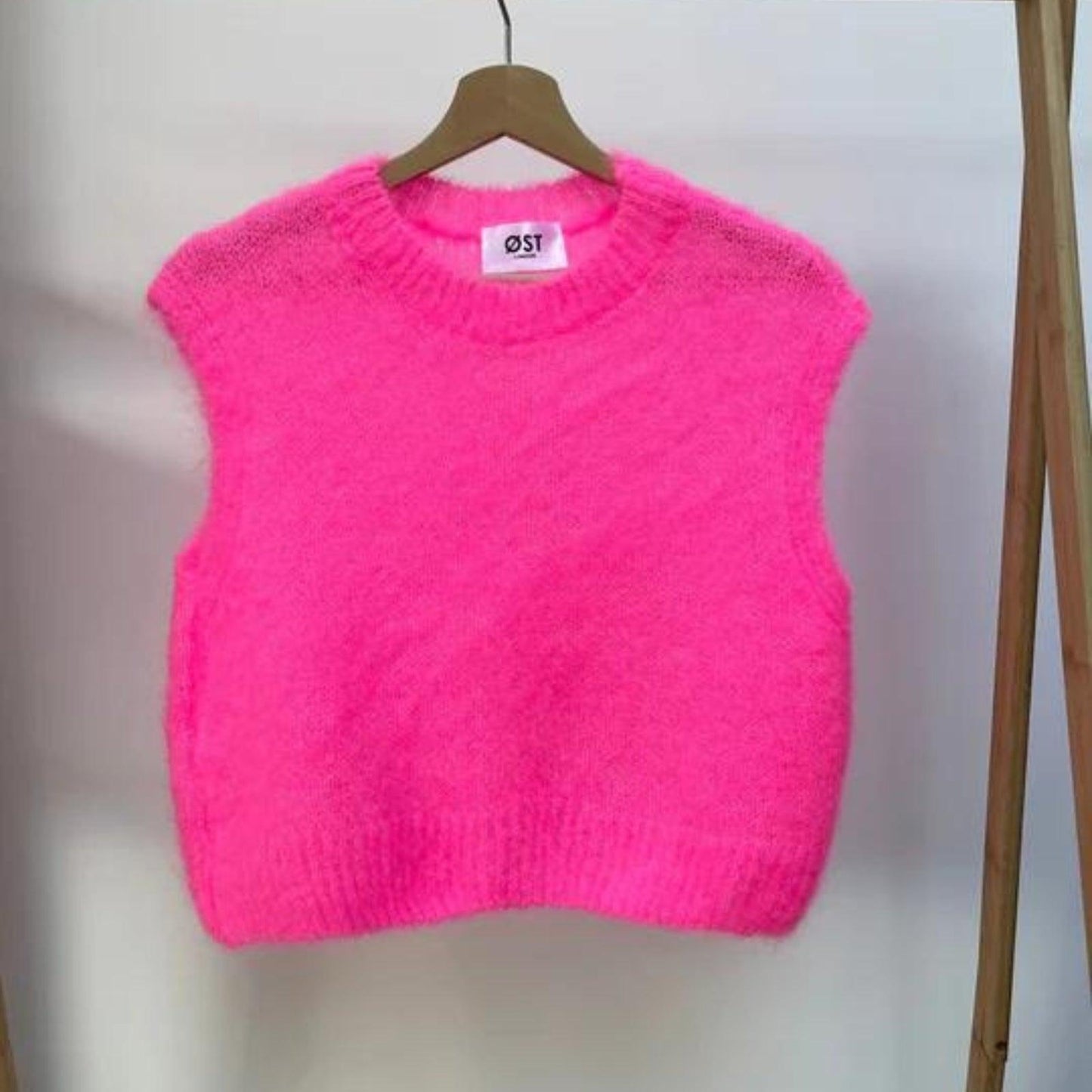 OST London Monika Cropped Mohair Vest - Neon Pink