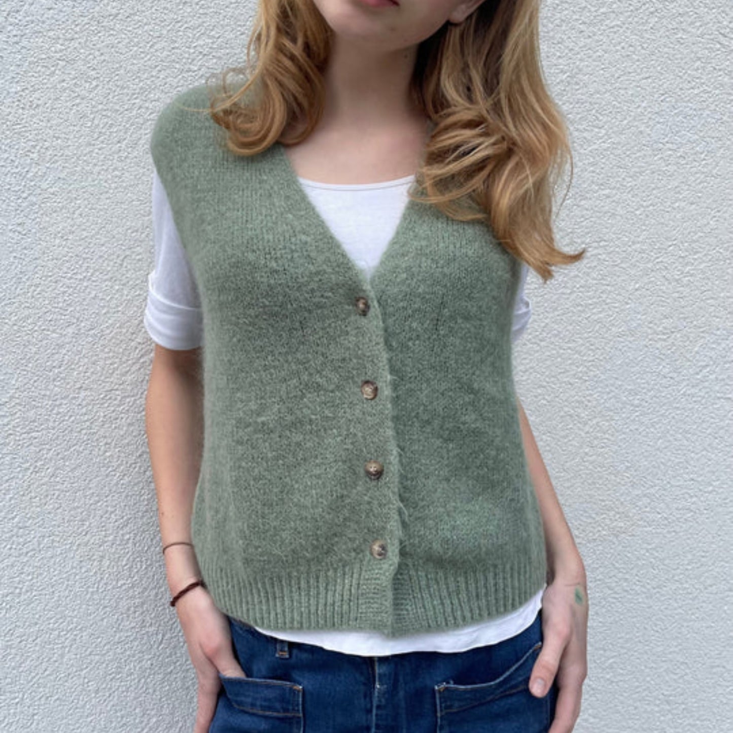 OST London Erika Kid Mohair Vest - Leaf Green