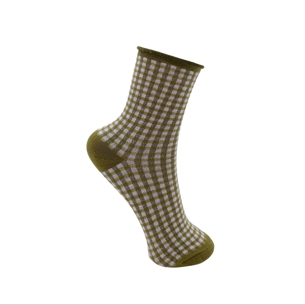 Check Print Sock - Lime Green