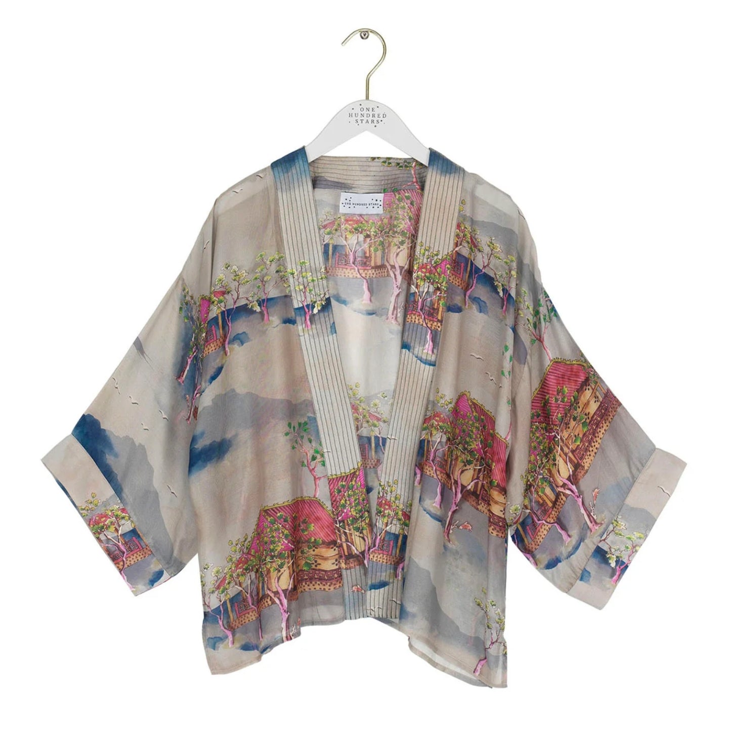 One Hundred Stars Kimono - Oriental Landscape Grey