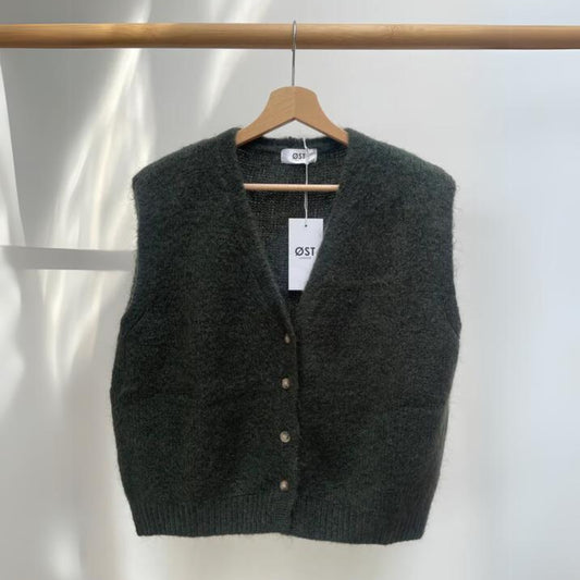 OST London Erika Kid Mohair Vest - Khaki Green