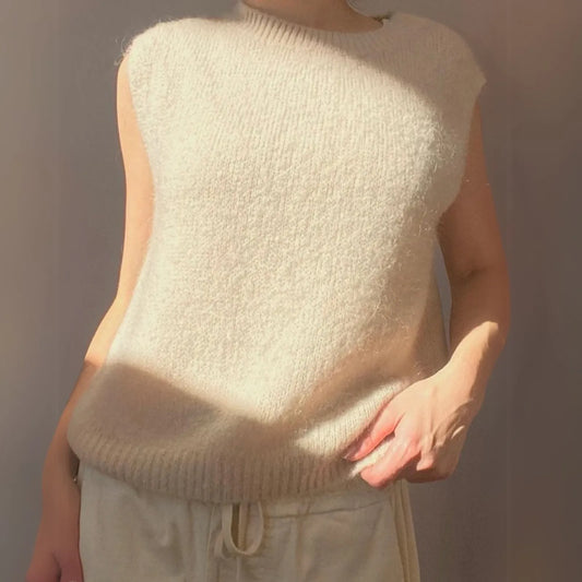 Kathrine Mohair Crewneck Vest - Cream
