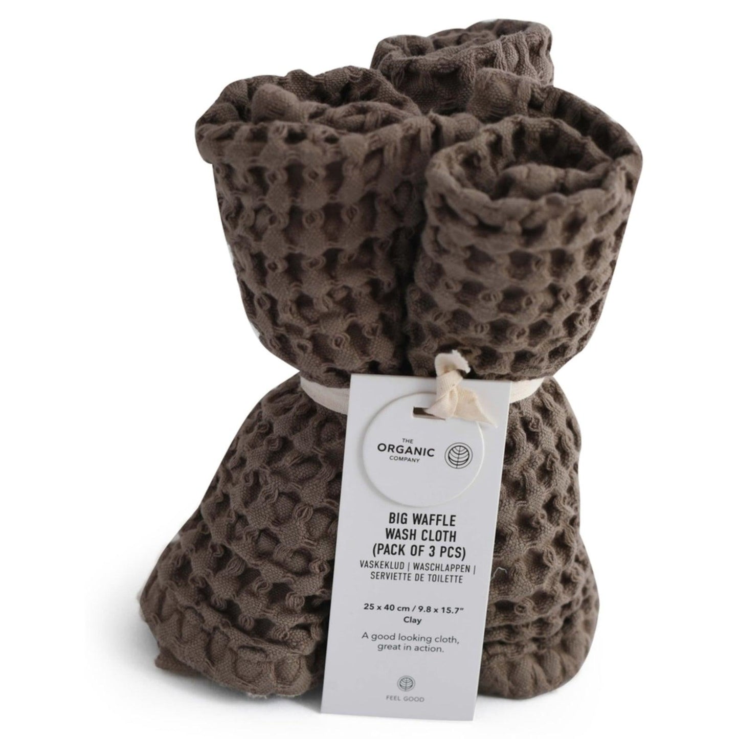 The Organic Company Pack of 3 Big Waffle Wash Cloths - Clay