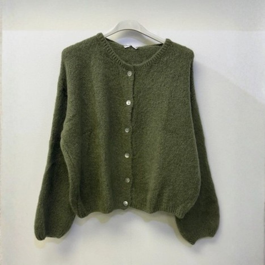 Mohair Blend Cardigan - Light Khaki