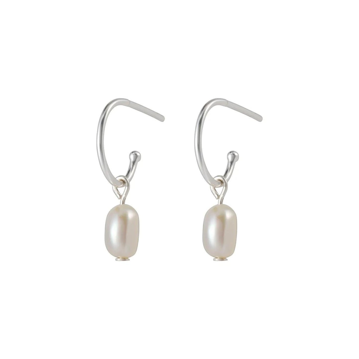 Silver Drop Earrings - Pearl